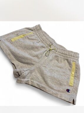 Champion Light Gray Sweat Shorts with Yellow Accents